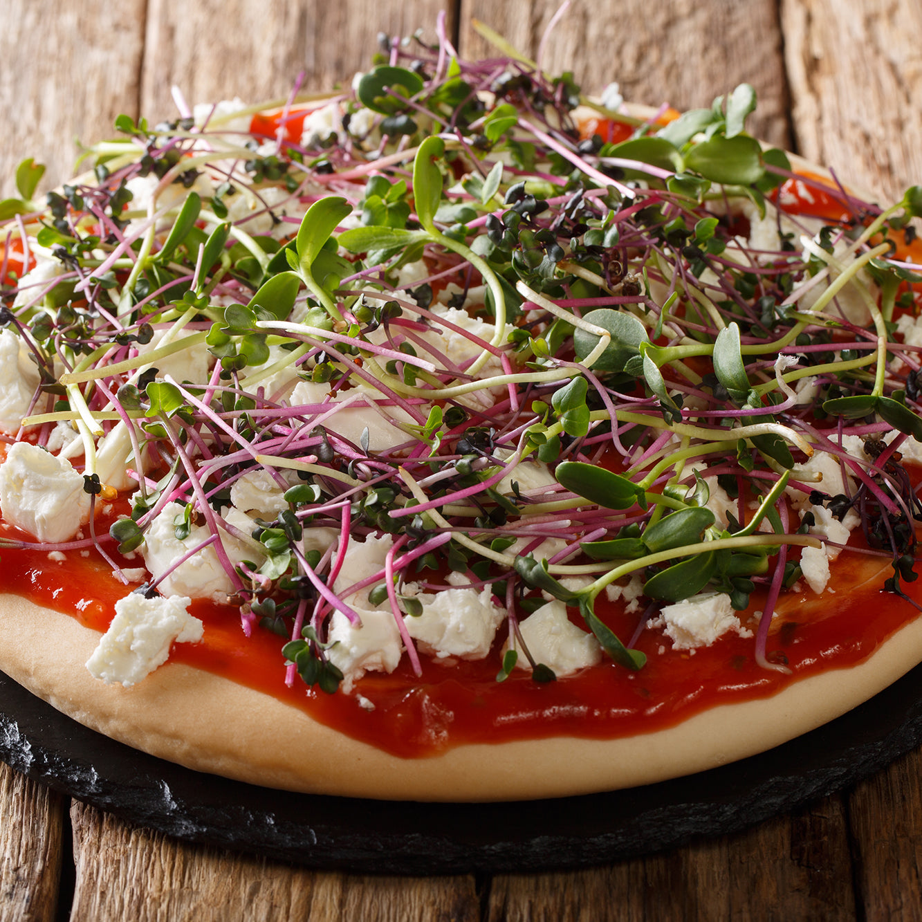 Goat Cheese Microgreen Pizza